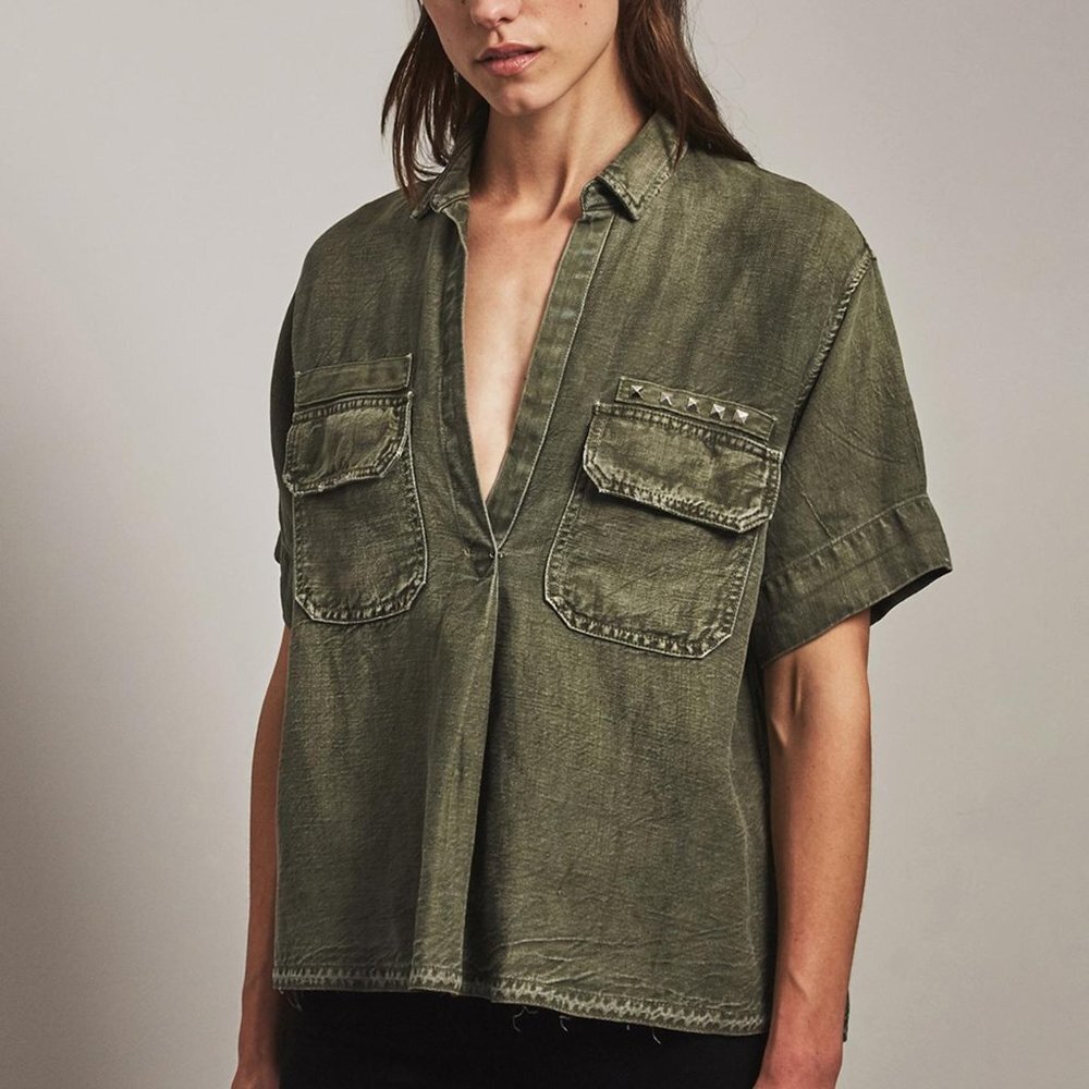 AG Anson Tencel And Linen Blend Top